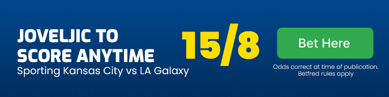 Dejan joveljic to score anytime in sporting kansas city vs la galaxy at 15-8