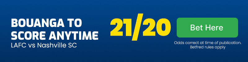 Denis bouanga to score anytime in lafc vs nashville sc at 21-20