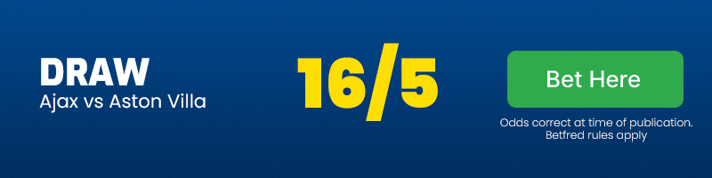Draw in ajax vs aston villa at 16-5