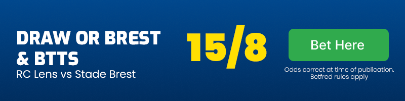 Draw or brest & btts in rc lens vs stade brest at 15-8