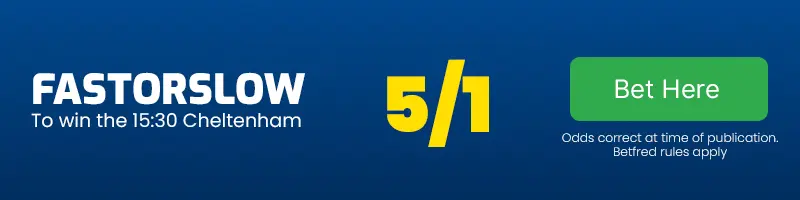 Fastorslow to win the 15. 30 cheltenham at 5-1