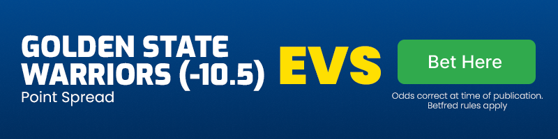 Golden state warriors to cover 10. 5 spread at evens