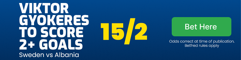 Viktor gyokeres to score 2+ goals at 15/2