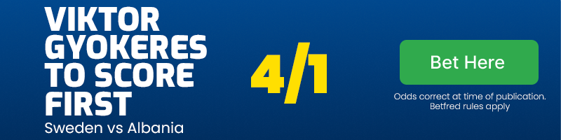 Viktor gyokeres to score first at 4/1