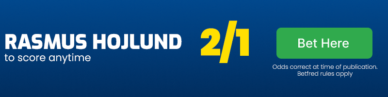Hojlund to score anytime at 2-1