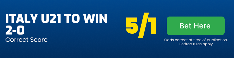 Italy u21 to win 2-0 at 5-1