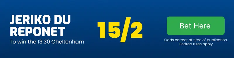 Jeriko du reponet to win the 13. 30 cheltenham at 15-2