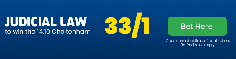 Judicial law to win the 14. 10 cheltenham at 33-1
