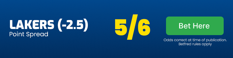 Lakers to cover 2. 5 spread at 5-6