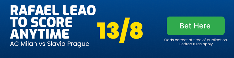 Rafael leao to score anytime at 13/8