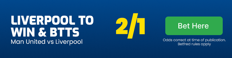 Liverpool to beat man united & btts at 2-1