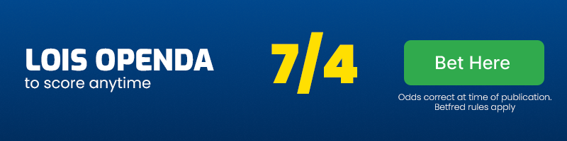 Lois openda to score anytime at 7-4