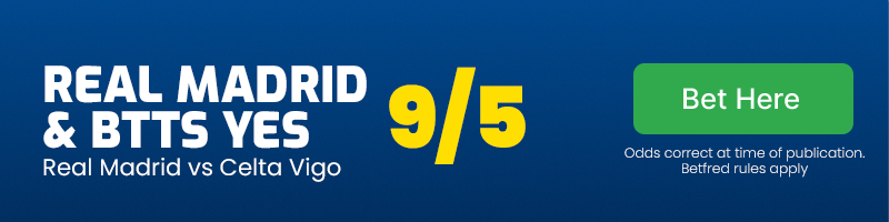 Real madrid and both teams to score at 9/5