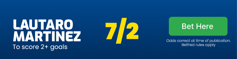 Lautaro martinez to score2+ goals at 7/2