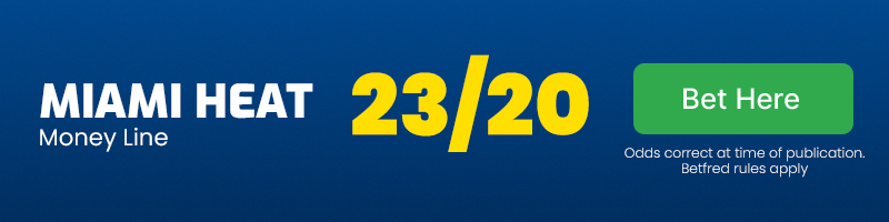 Miami heat to win on money line at 23-20