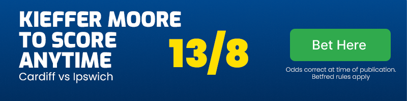 Kieffer moore to score anytime at 13/8