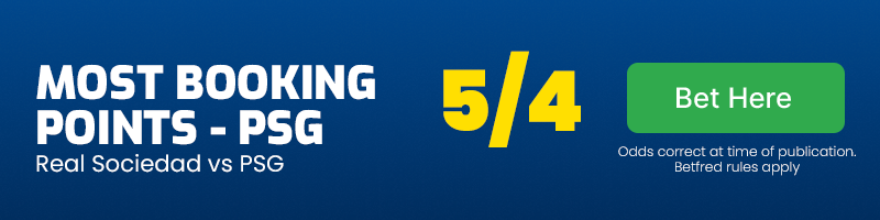 Most booking points - psg in real sociedad vs psg at 5-4