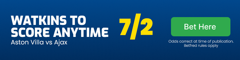 Ollie watkins to score first in aston villa vs ajax at 7-2