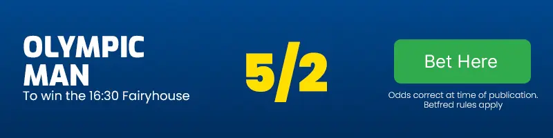 Olympic man to win the 16. 30 fairyhouse at 5-2