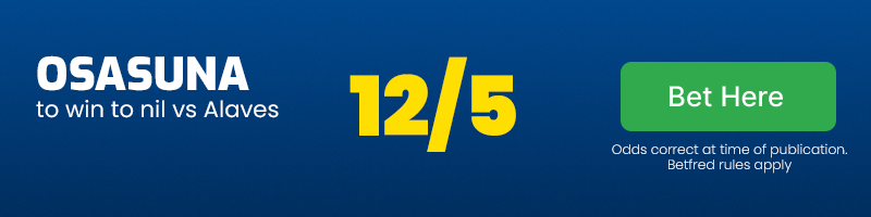 Osasuna to win to nil vs alaves