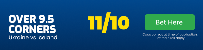 Over 9. 5 corners in ukraine vs iceland at 11-10
