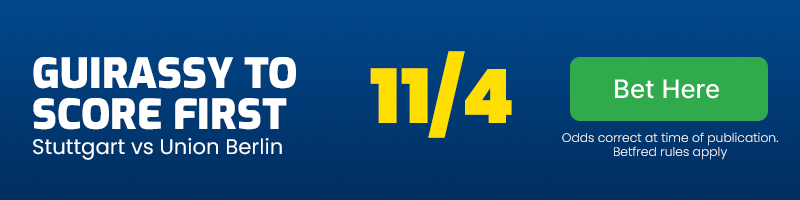 Serhou guirassy to score first in stuttgart vs union berlin at 11-4