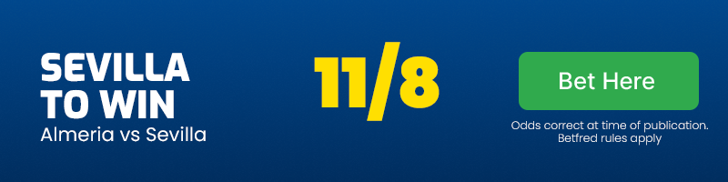 Sevilla to beat almeria at 11-8