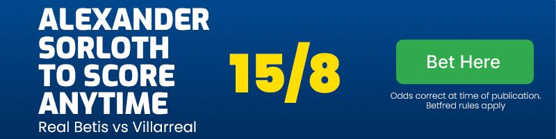 Alexander sorloth to score anytime at 15/8