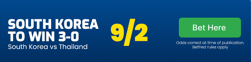 Southkorea to win 3-0