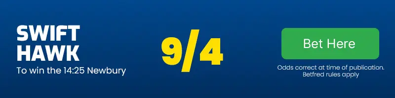 Swift hawk to win the 14. 25 newbury at 9-4