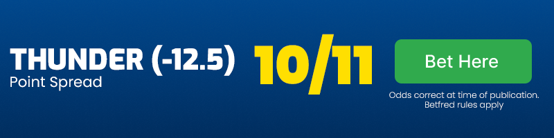 Thunder to cover 12. 5 spread at 10-11