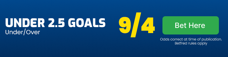 Under 2. 5 goals at 9-4