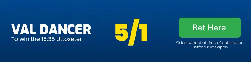 Val dancer to win the 15. 35 uttoxeter at 5-1