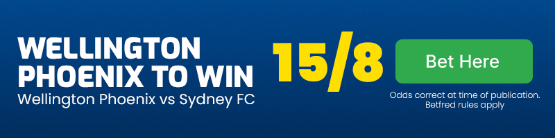 Wellington phoenix to beat sydney fc at 15-8