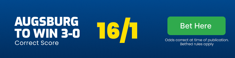Augsburg to win 3-0 @ 16/1