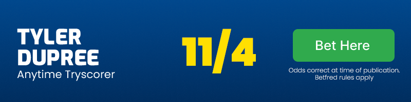 Tyler dupree anytime tryscorer @ 11/4