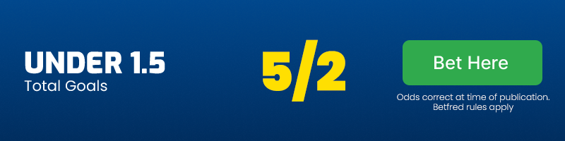 Under 1. 5 total goals @ 5/2