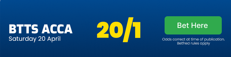 Btts acca at 20/1