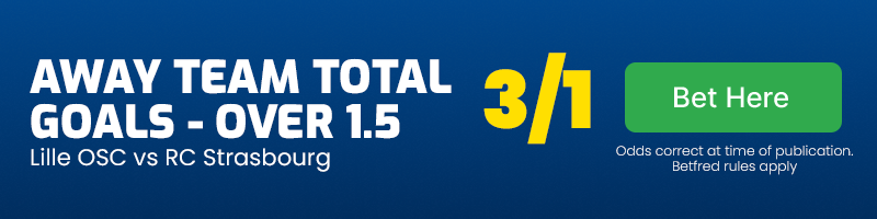 Away team total goals - over 1. 5 in lille osc vs rc strasbourg at 3-1