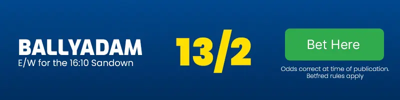 Ballyadam each-way for the 16. 10 sandown at 13-2