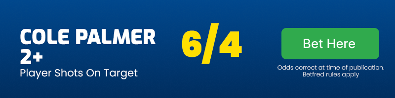 Cole palmer 2+ shots on target in chelsea vs villa at 6-4