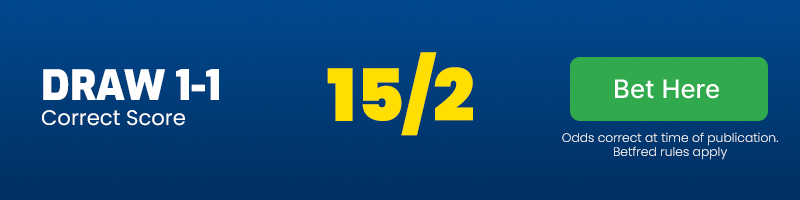 Correct score - draw 1-1 in burnley vs newcastle at 15-2