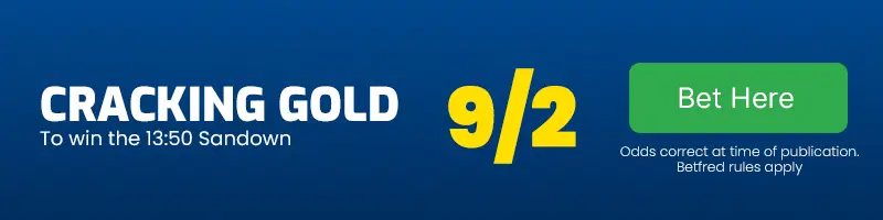 Cracking gold to win the 13. 50 sandown at 9-2