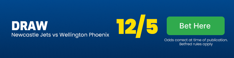 Draw in newcastle jets vs wellington phoenix at 12-5
