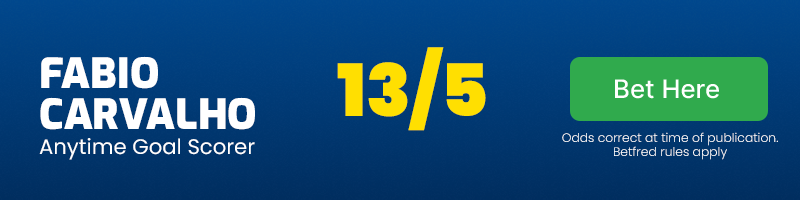Fabio carvalho to score anytime in hull vs ipswich at 13-5