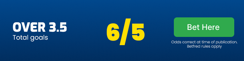 Over 3. 5 goals at 6/5