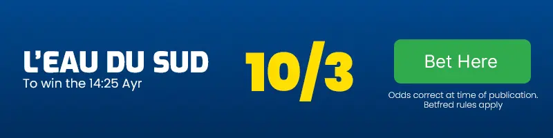 L'eau du sud to win the 14. 25 ayr at 10-3