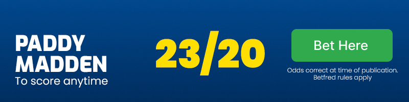 Paddy madden to score anytime at 23/20