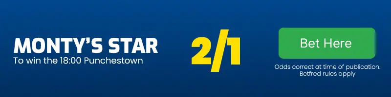 Monty's star to win the 18. 00 punchestown at 2-1