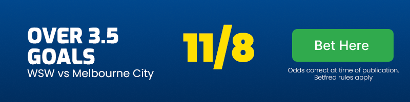 Over 3. 5 goals in western sydney wanderers vs melbourne city at 11-8
